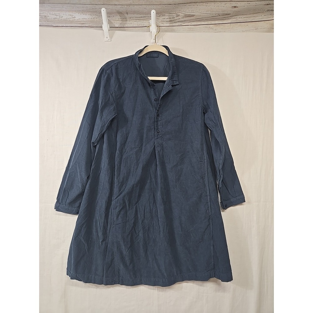 CP Shades Blue/Green Corduroy Cotton Knee Dress‎ Women's Size Small Pockets L/S